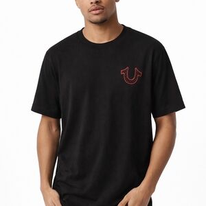 🆕️True Religion Buddha Graphic T Shirt Mens Medium Black Red Logo Tee LA